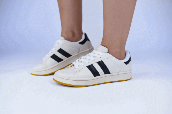 TÊNIS CASUAL BRANCO COM LISTRAS PRETAS - Imagem 8
