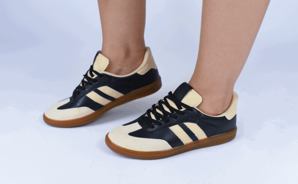 TÊNIS CASUAL PRETO E BEGE COM SOLADO CARAMELO - Imagem 8